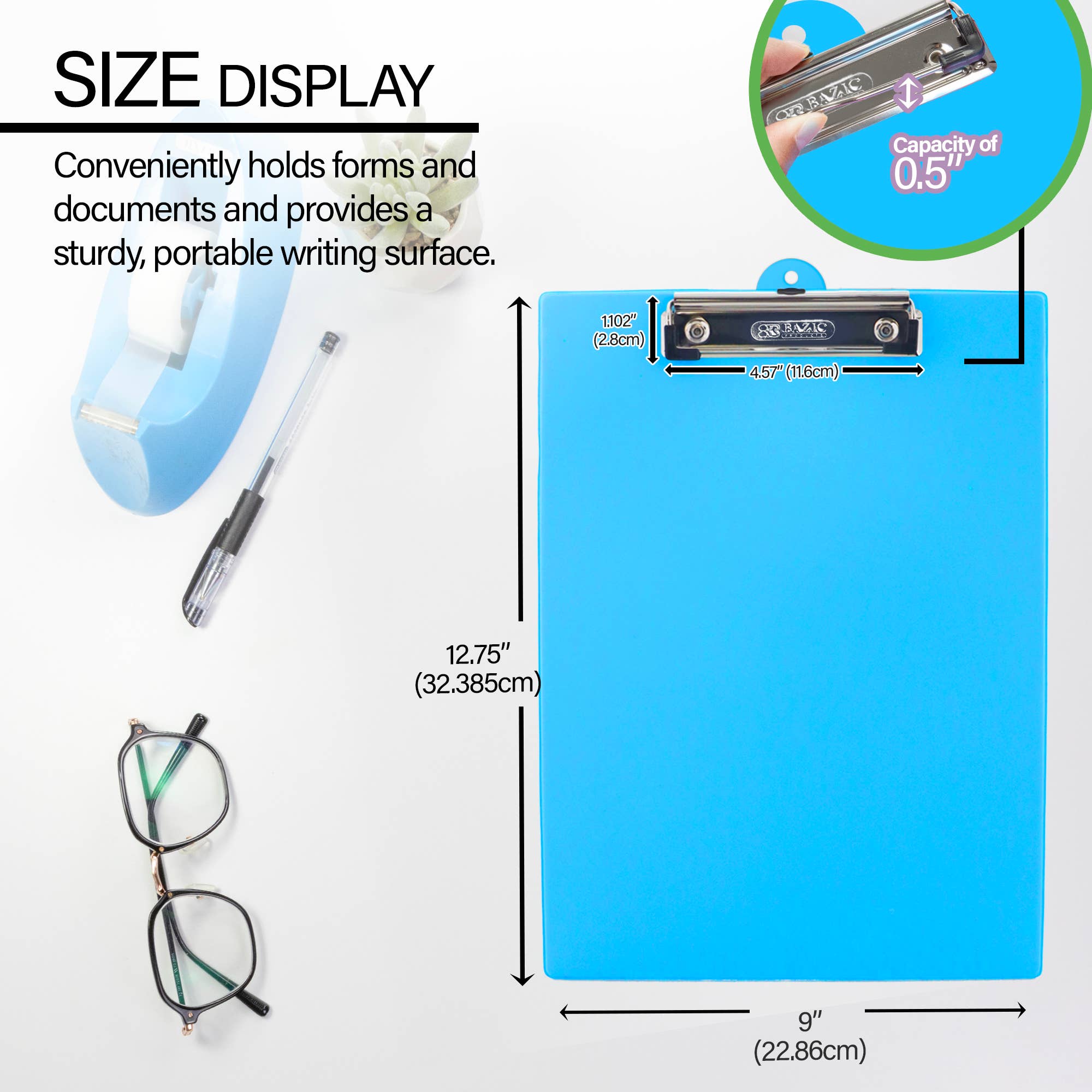 Bright PVC Standard Clipboard, Low-Profile Clip