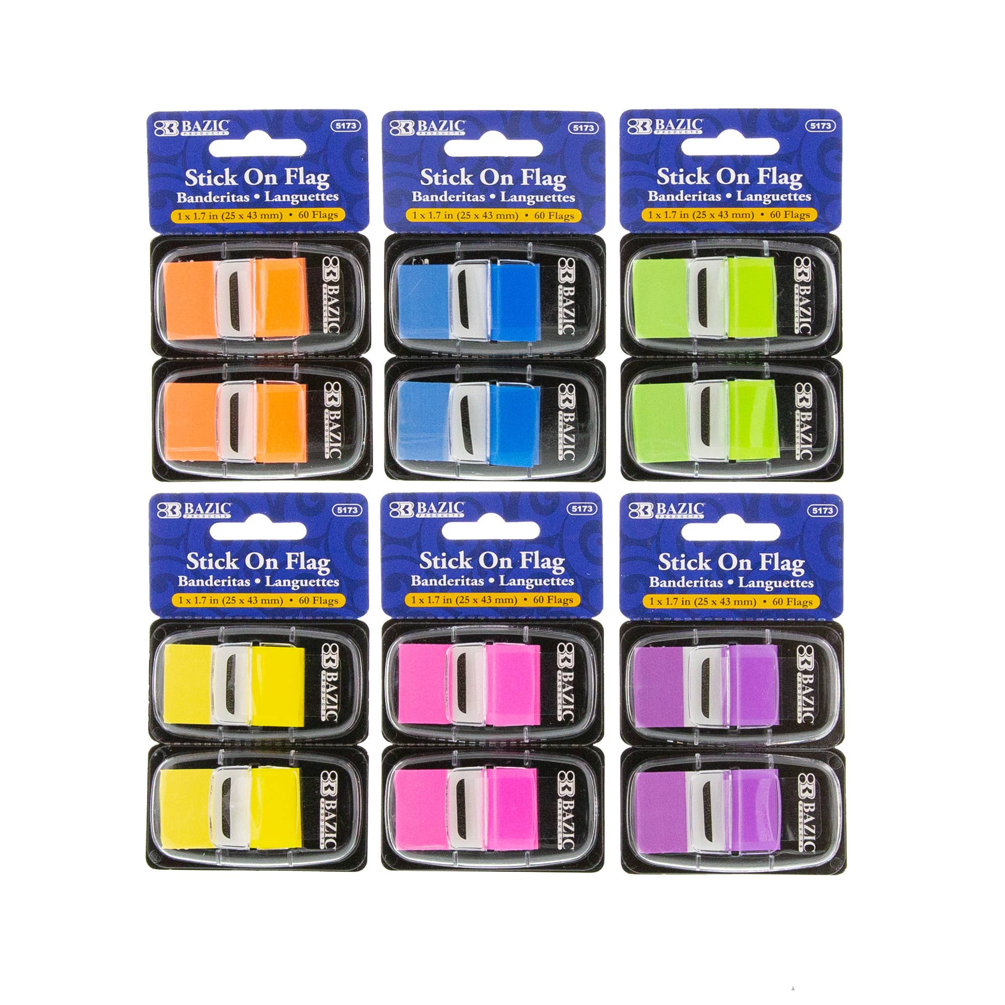 Neon Page Flags w/ Dispenser, 30 Flags, 2 Dispensers