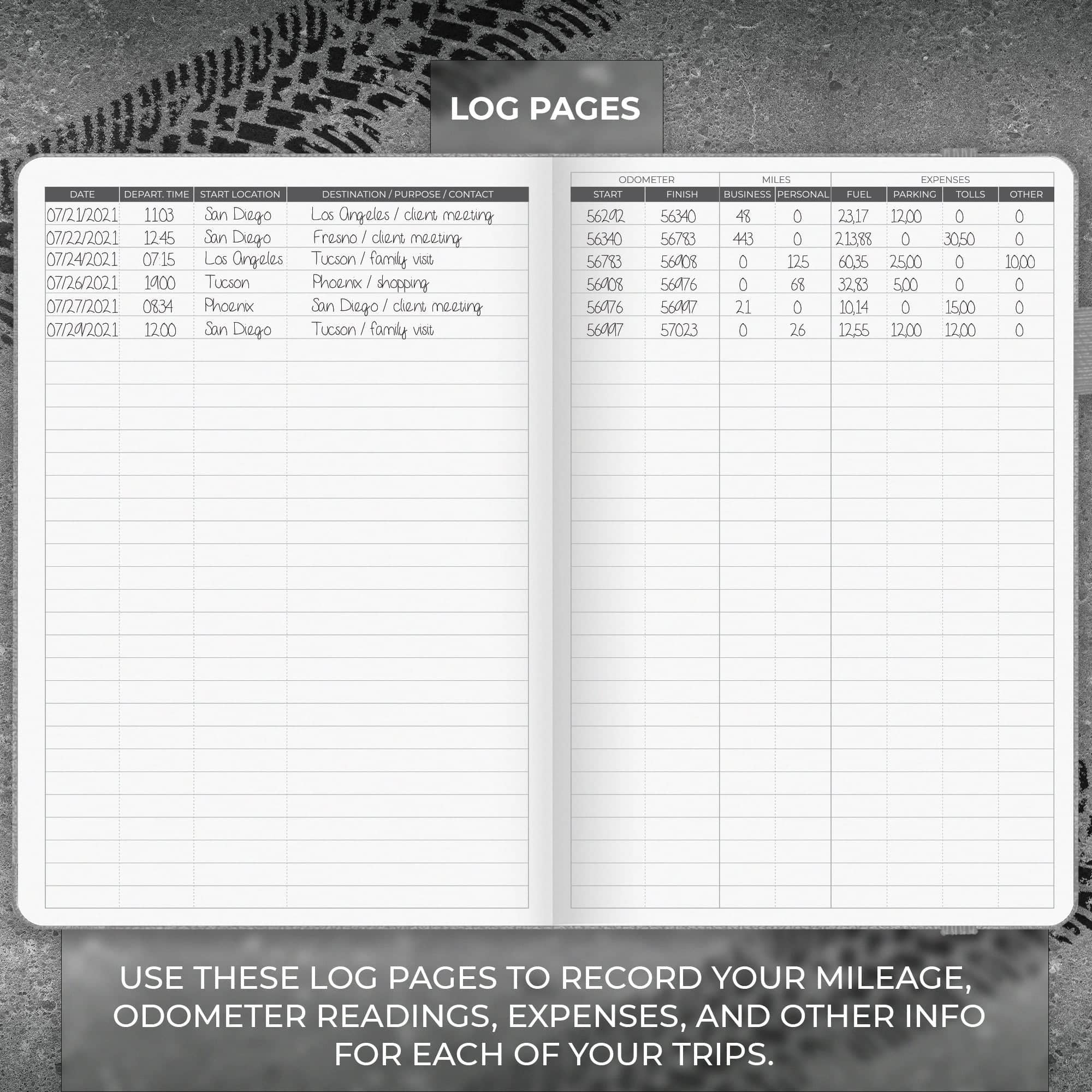 Auto Mileage Log Book