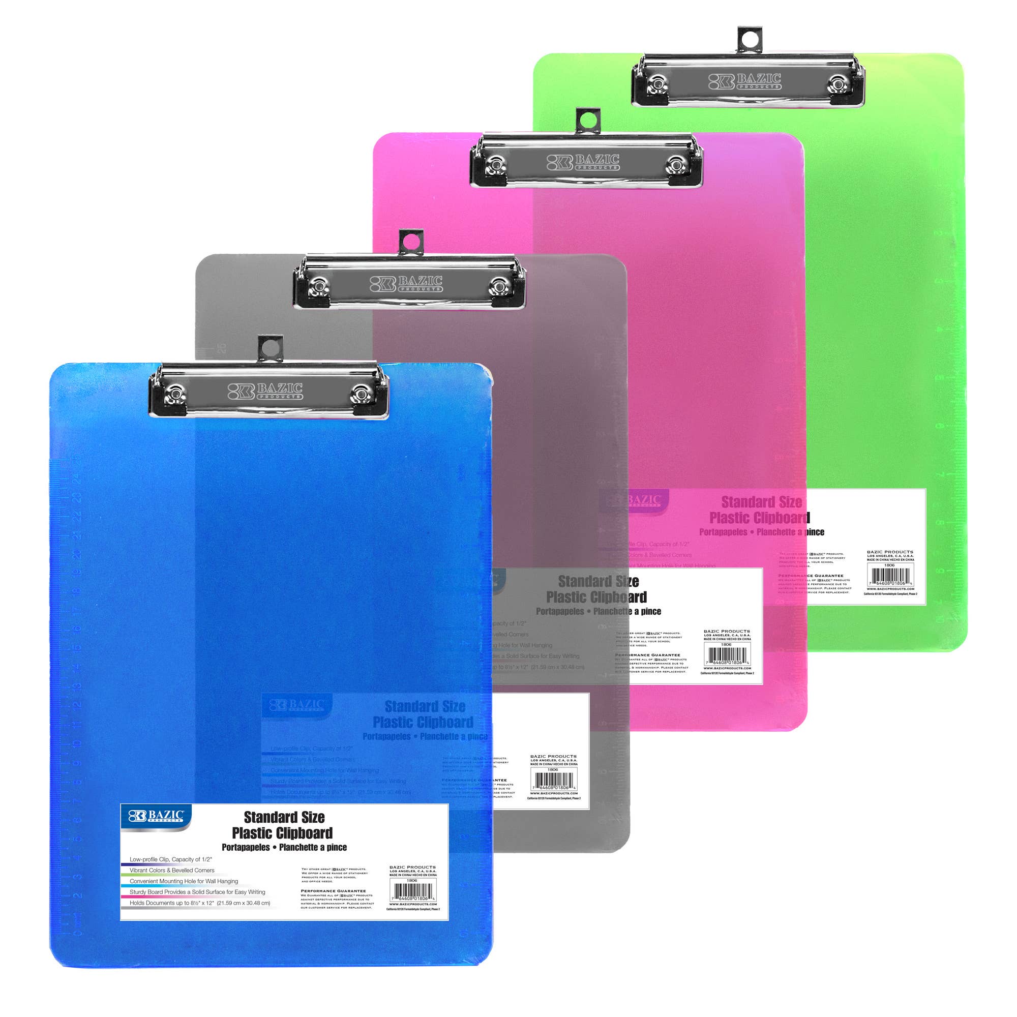 Standard Size Plastic Clipboard with Low-Profile Clip