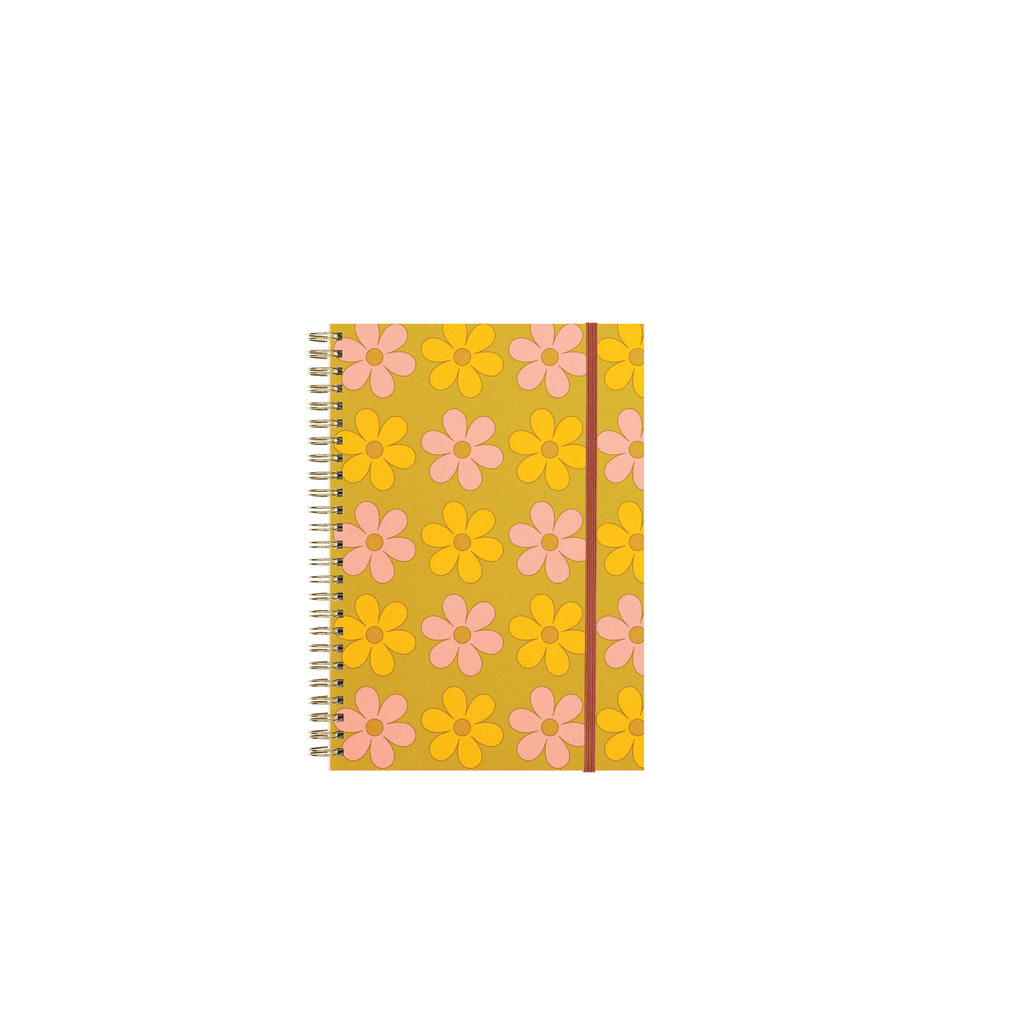 Notebook with floral pattern on a white background