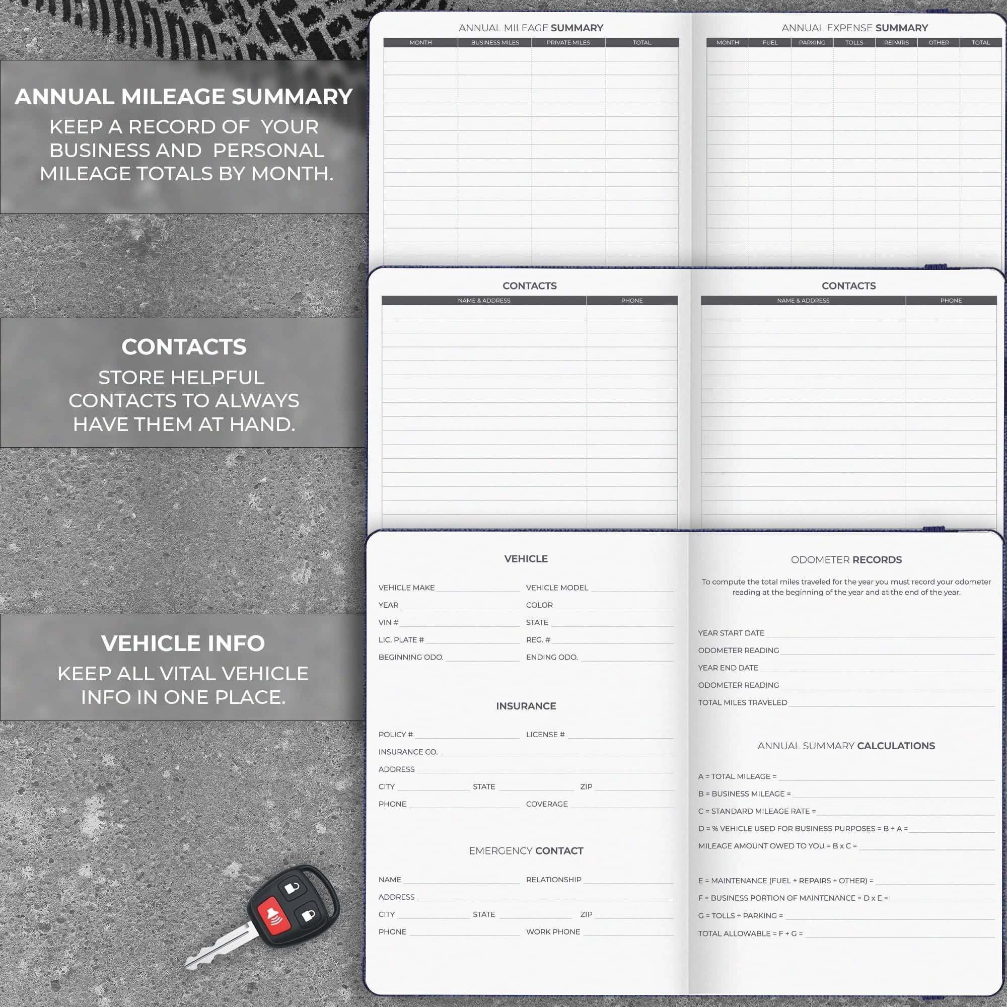 Auto Mileage Log Book