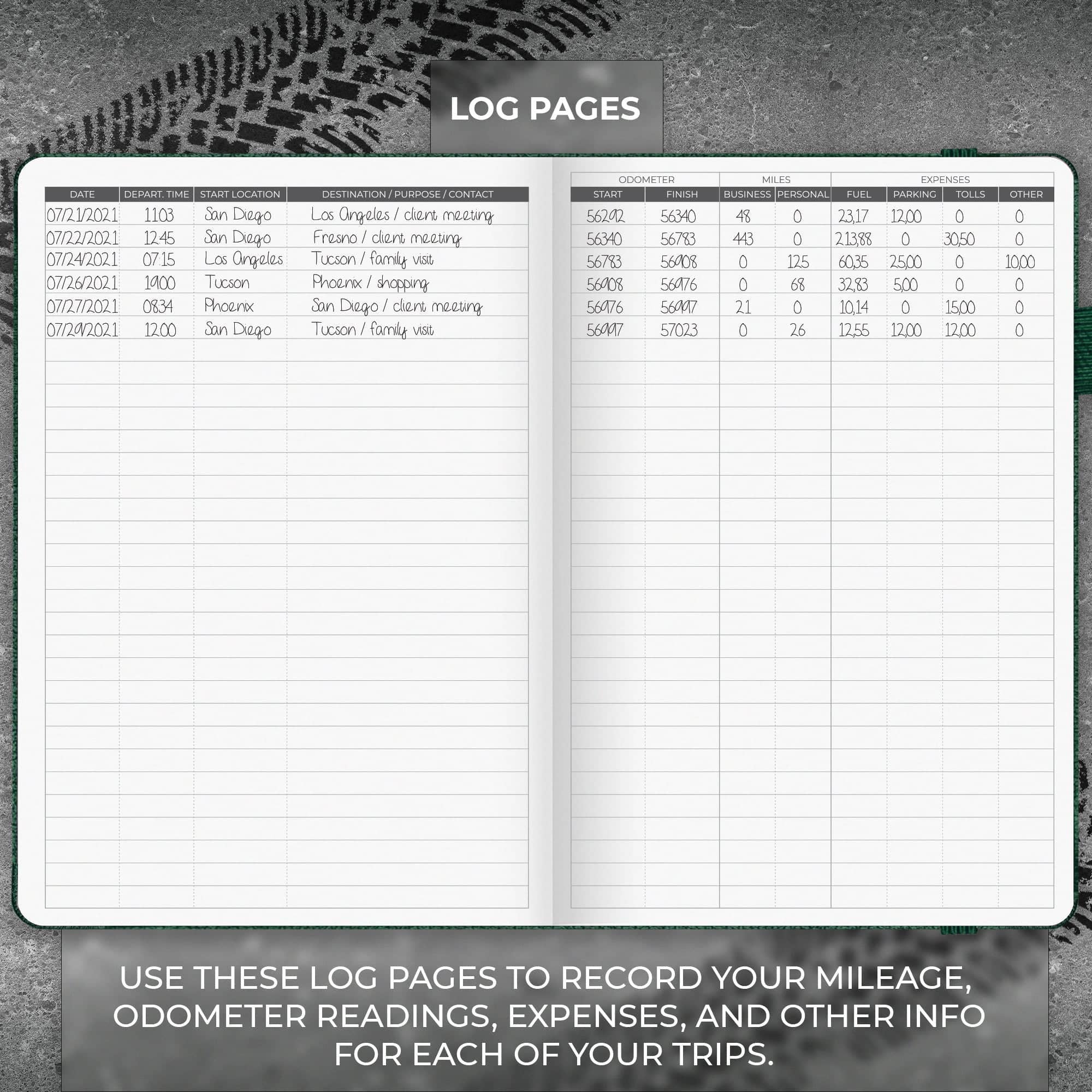 Auto Mileage Log Book