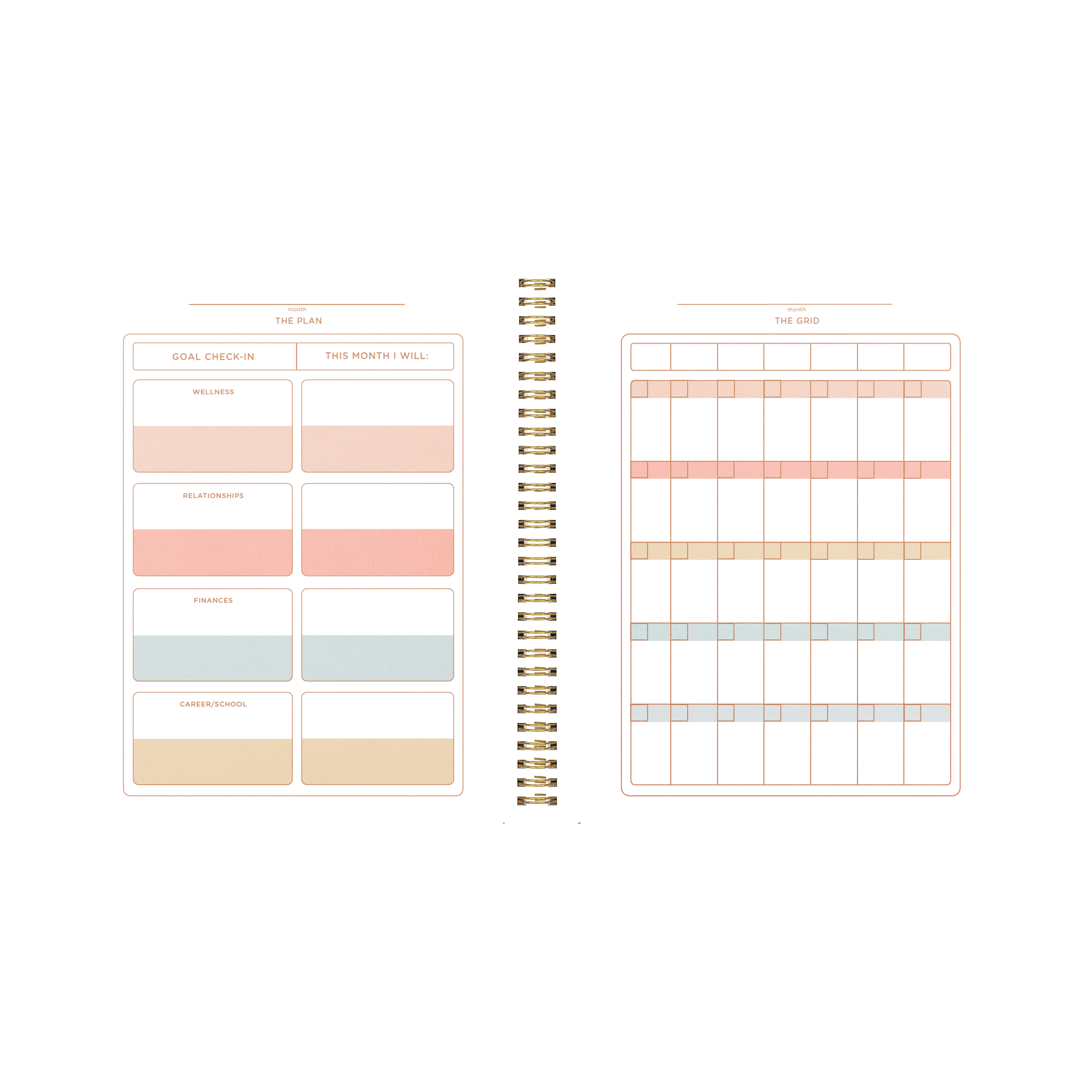 Two planner pages with checklists and schedules on a white background