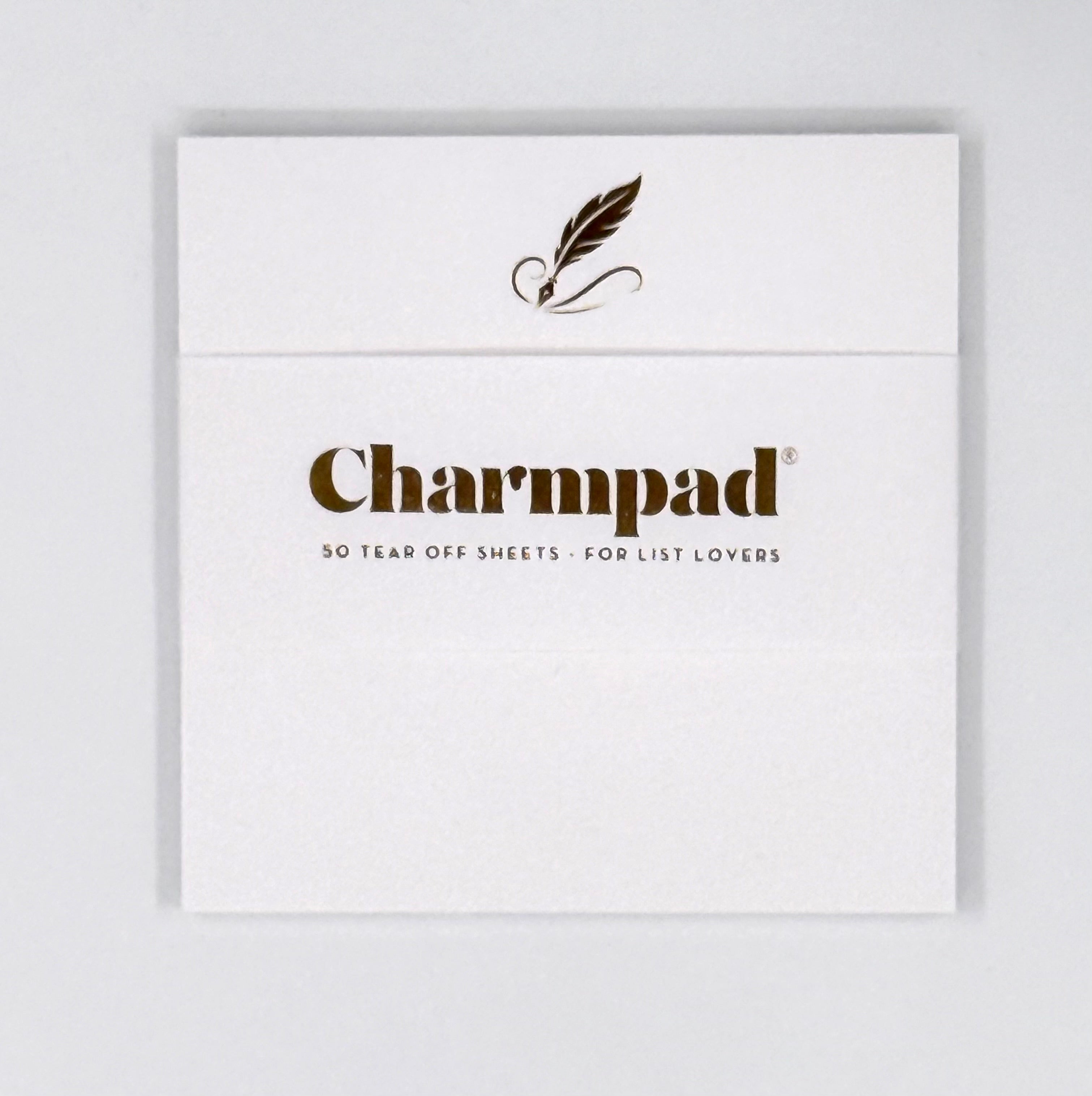 Charmpad product packaging with logo on a white background