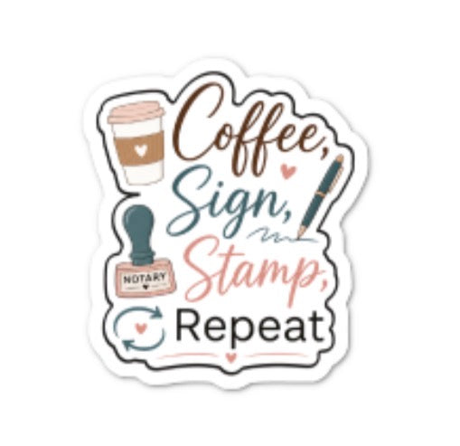 Coffee, Sign, Stamp, Repeat Sticker