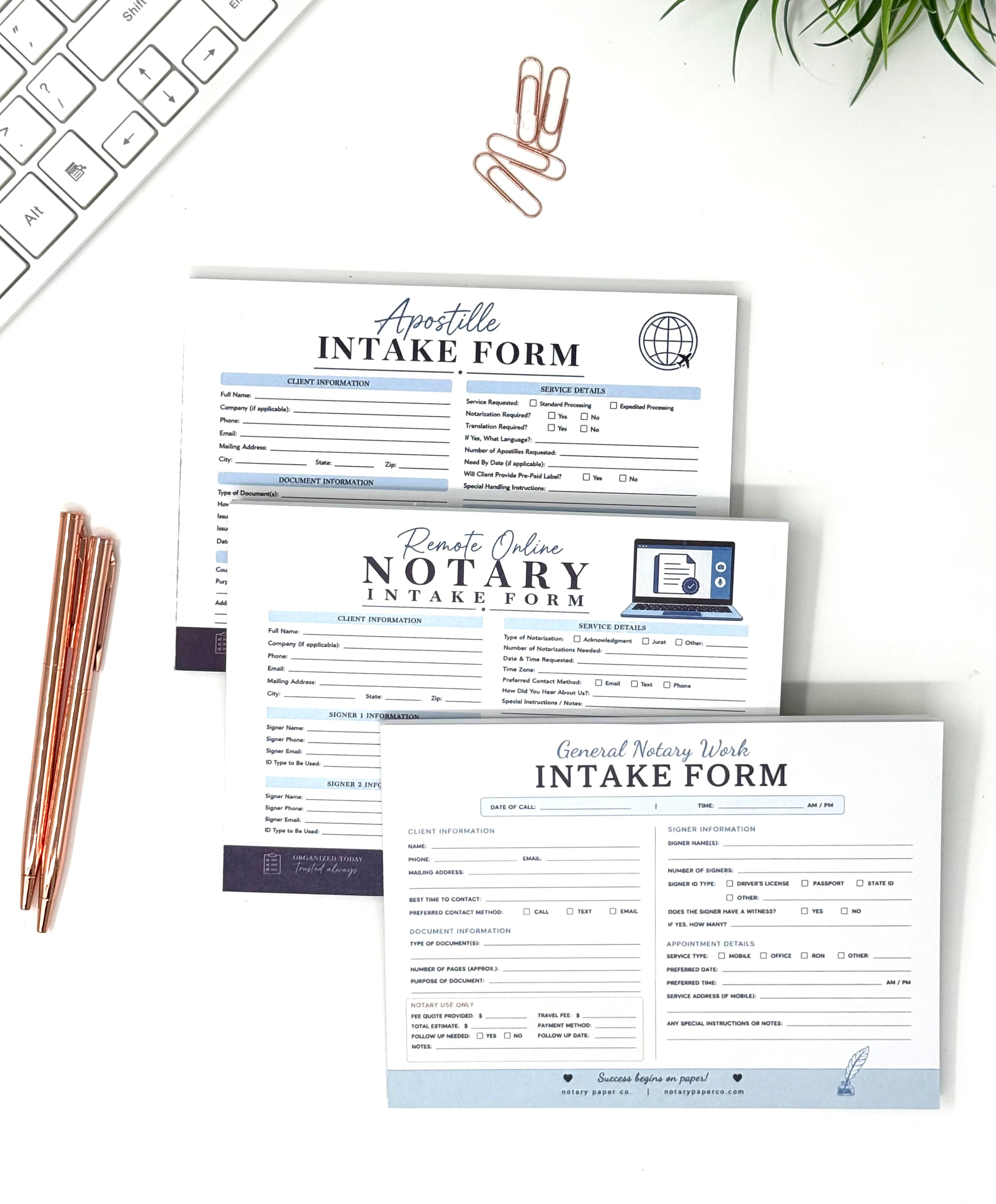 General Notary Work Intake Form (50 Pages | 7" x 5")