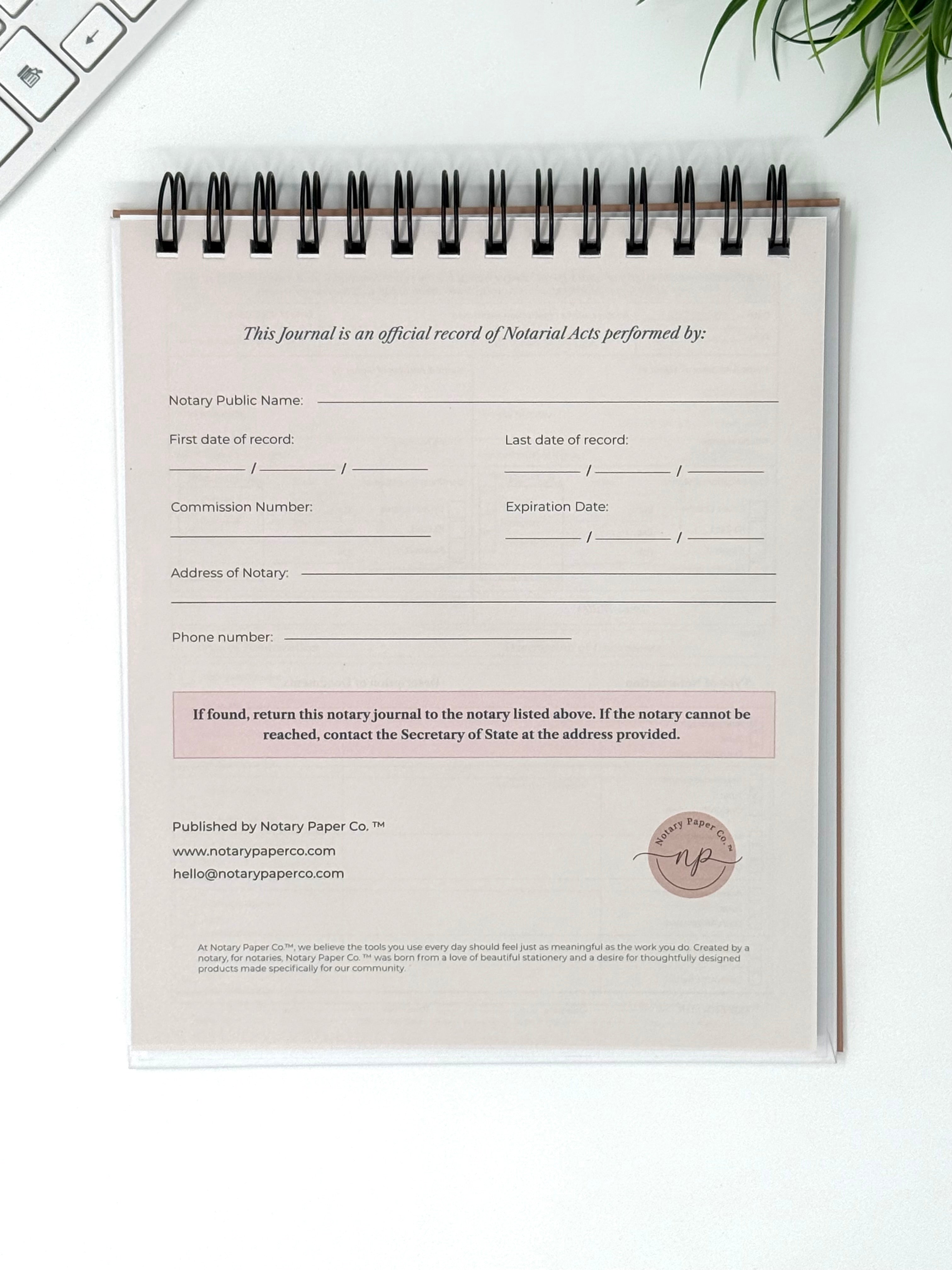 Notary Record Journal – Navy