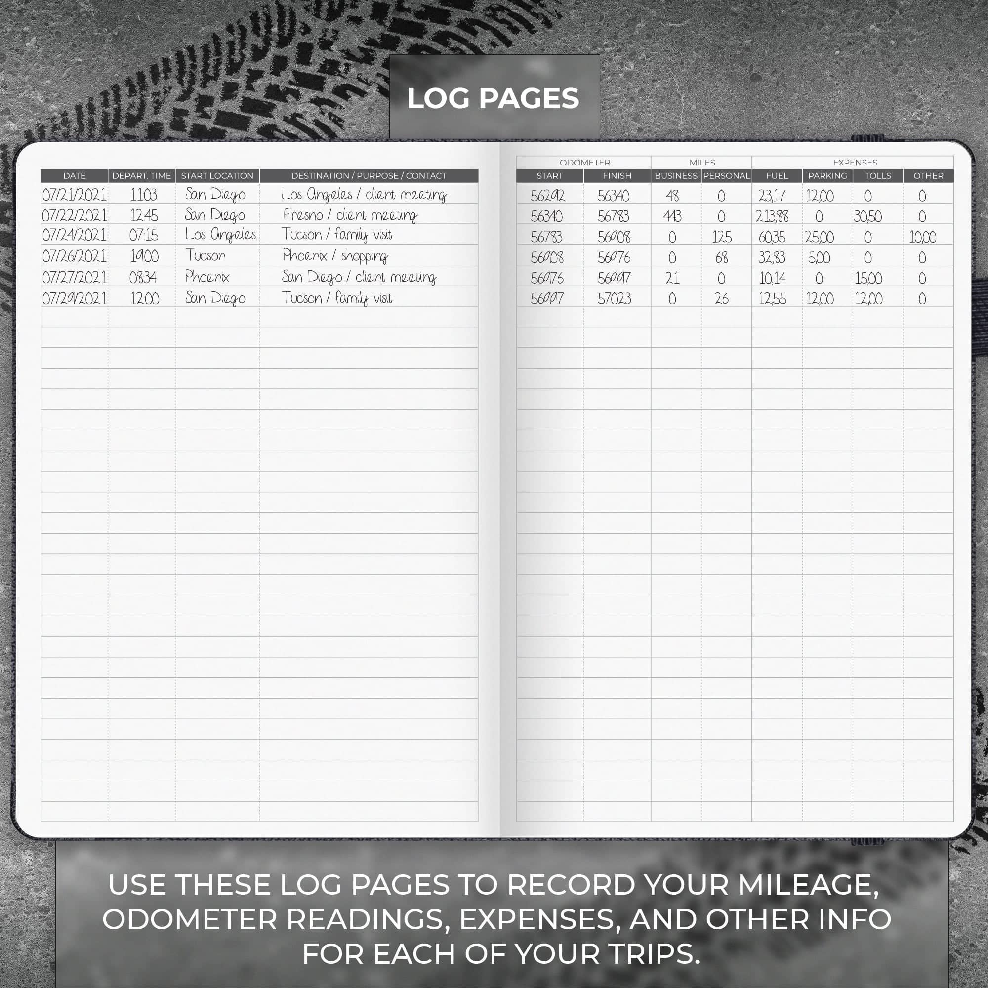 Auto Mileage Log Book