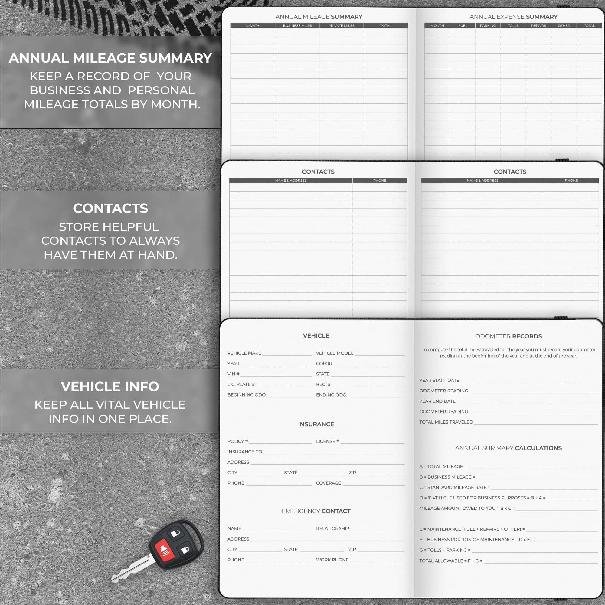 Auto Mileage Log Book