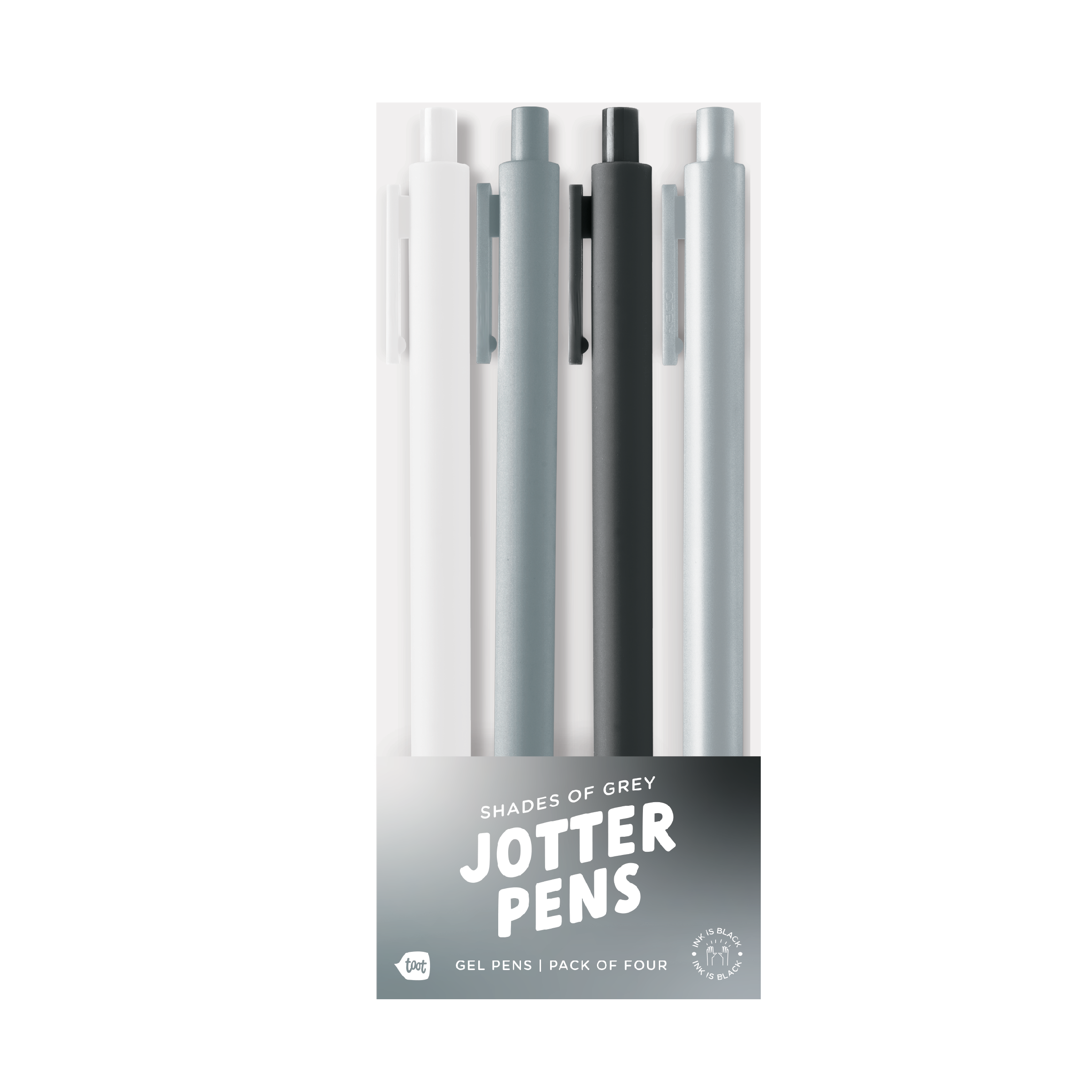 Pack of four Jotter Pens in shades of grey on a white background
