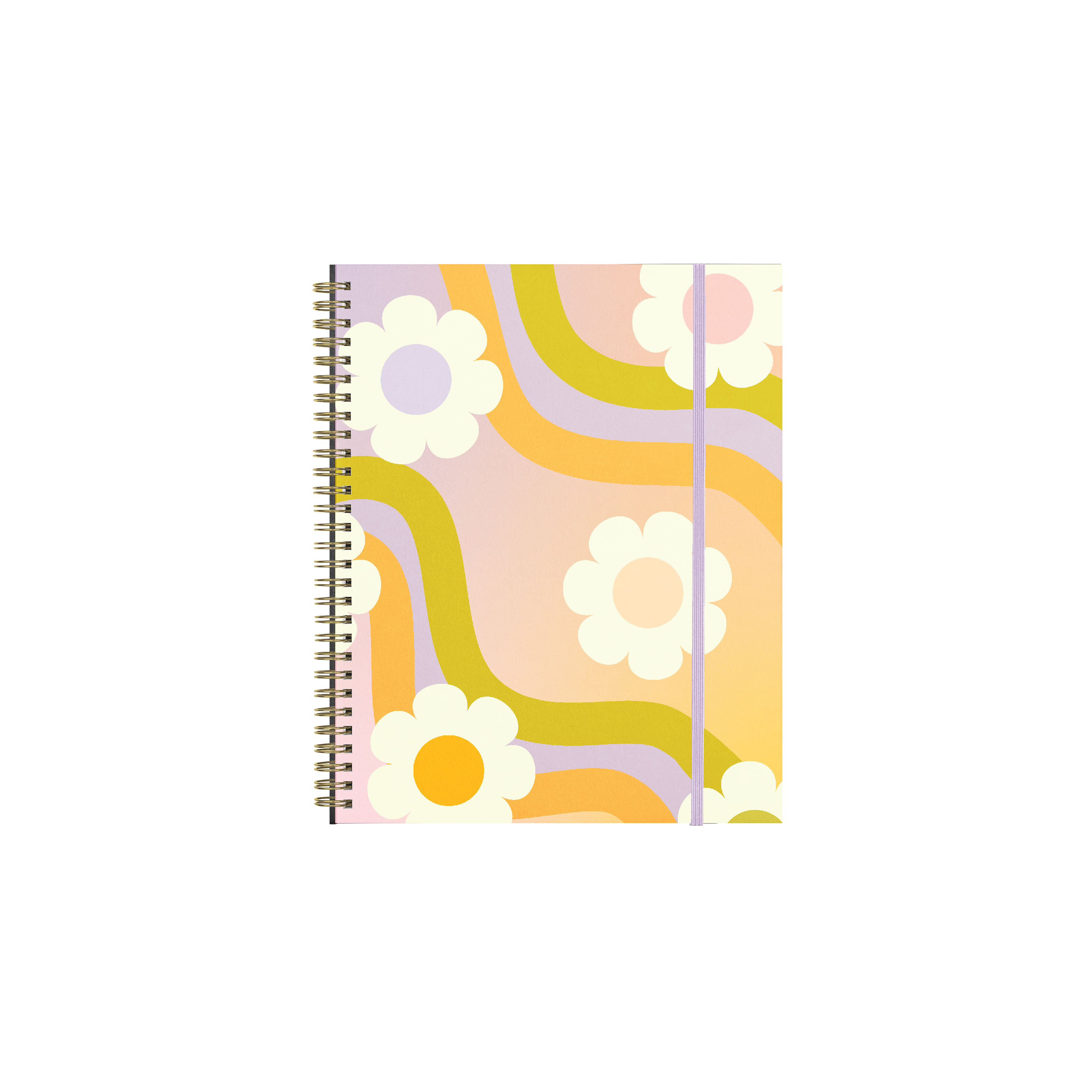 Notebook with a colorful floral design on a white background