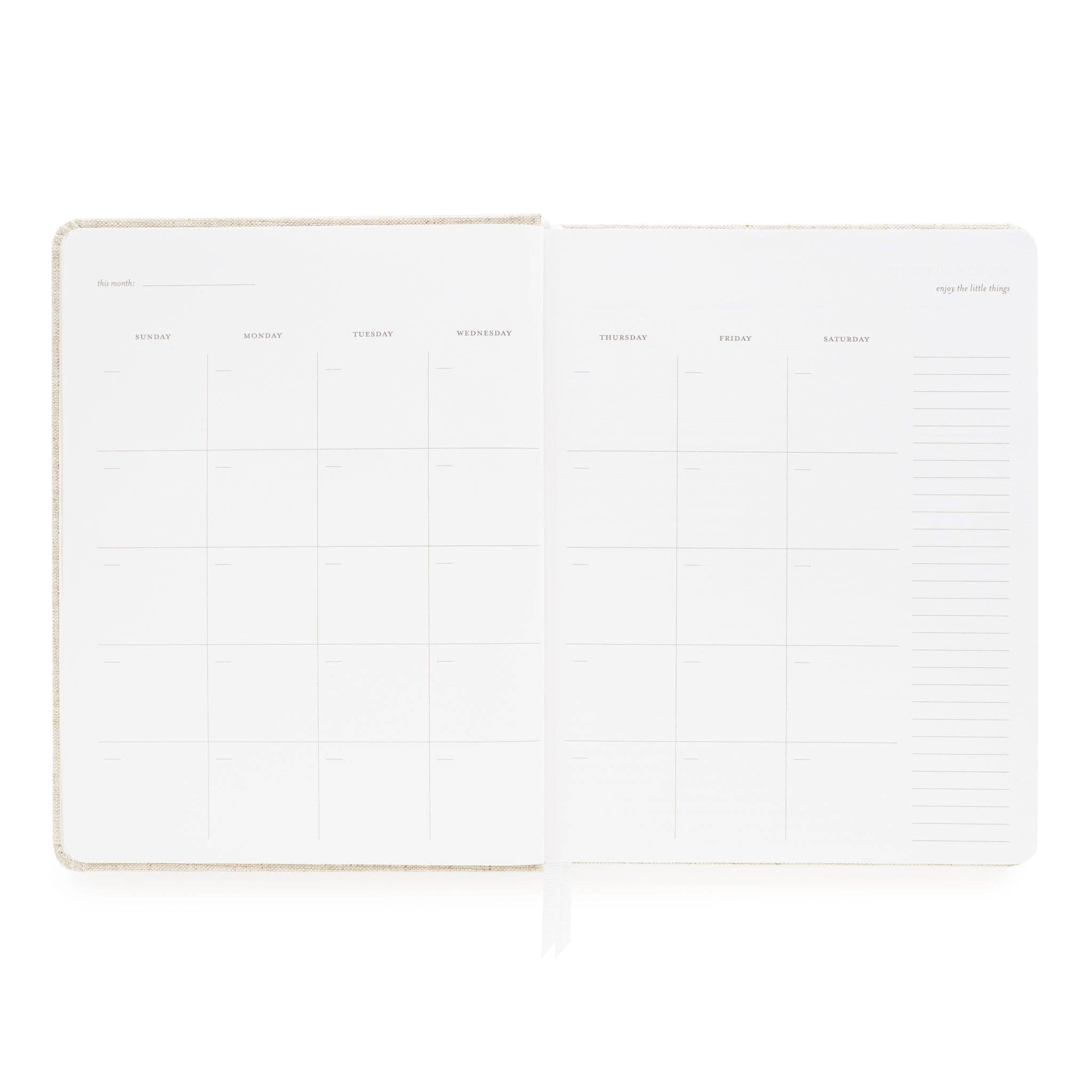 Undated Weekly Planner, Pale Pink