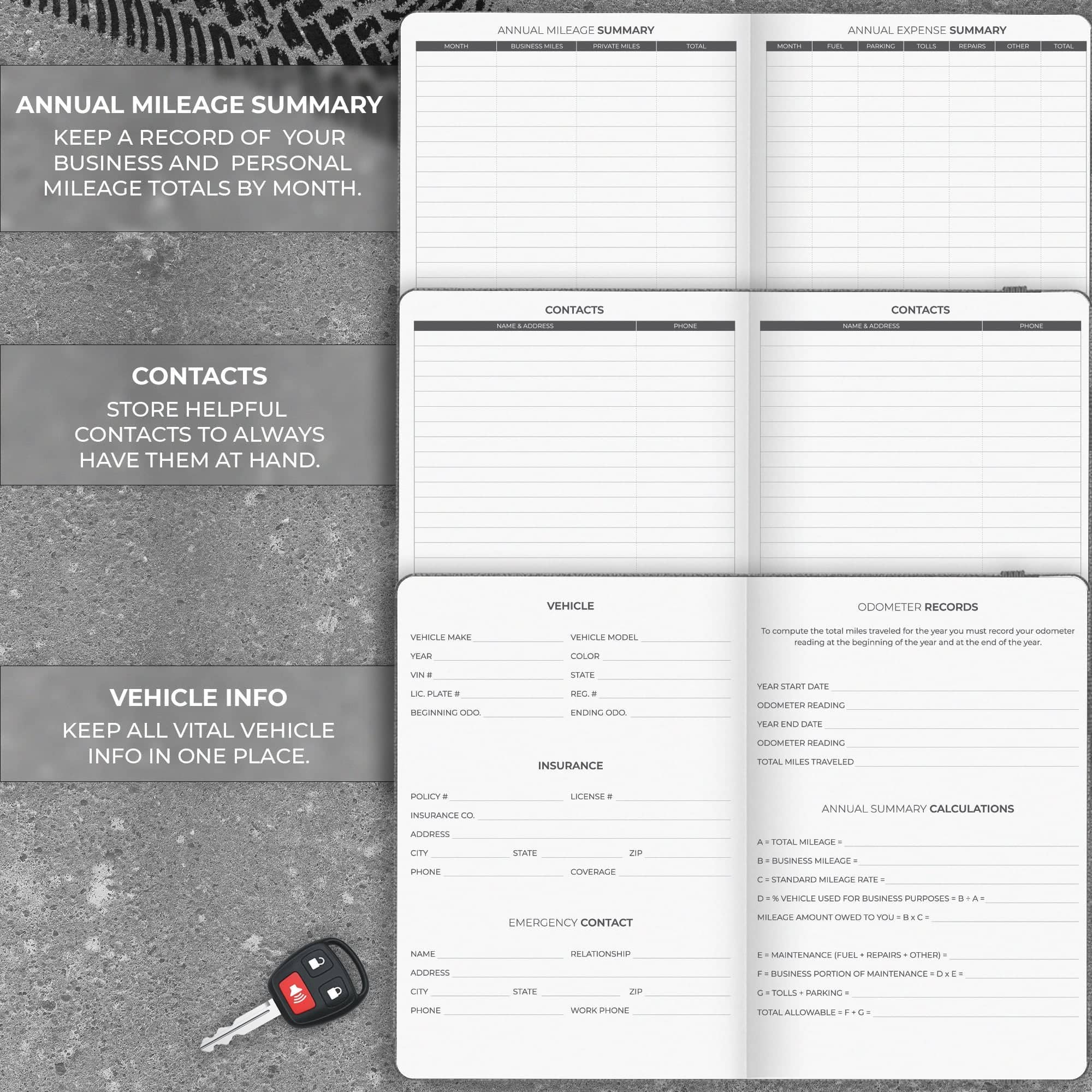Auto Mileage Log Book