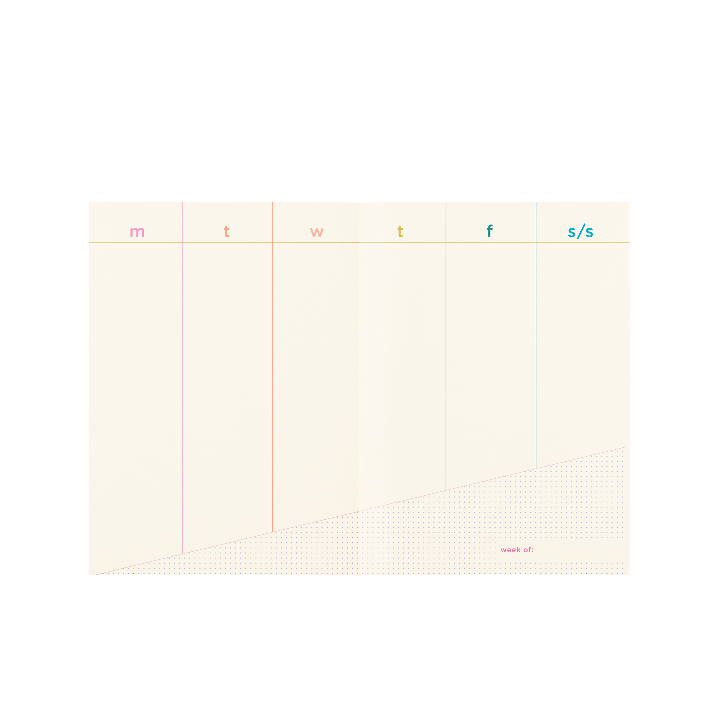 Weekly planner sheet with days of the week labels on a white background