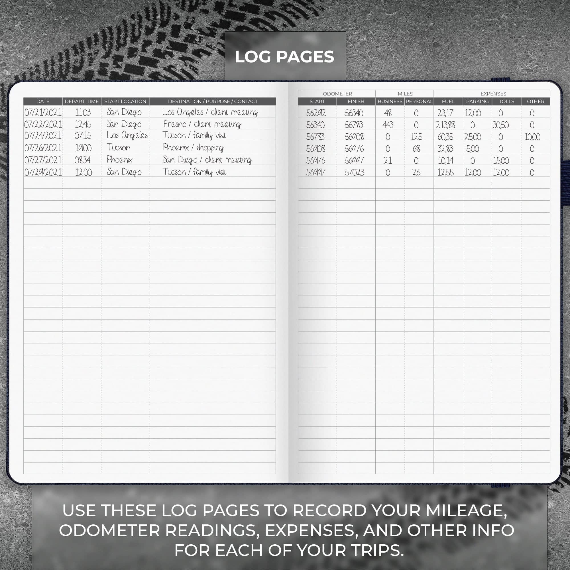 Auto Mileage Log Book