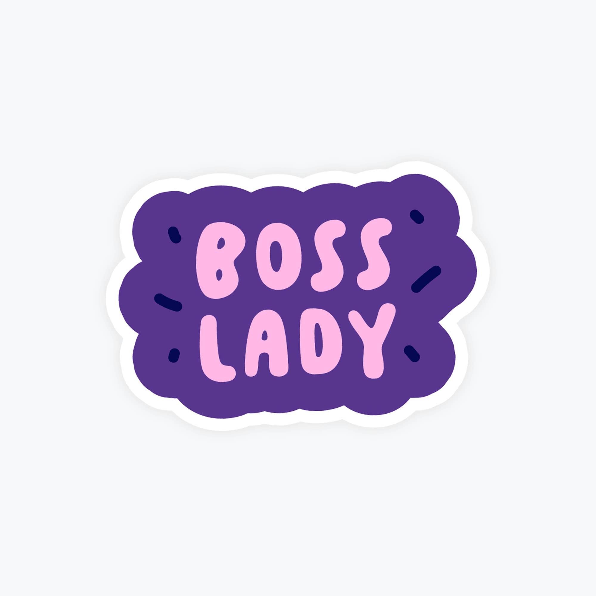 Sticker with 'BOSS LADY' text on a white background