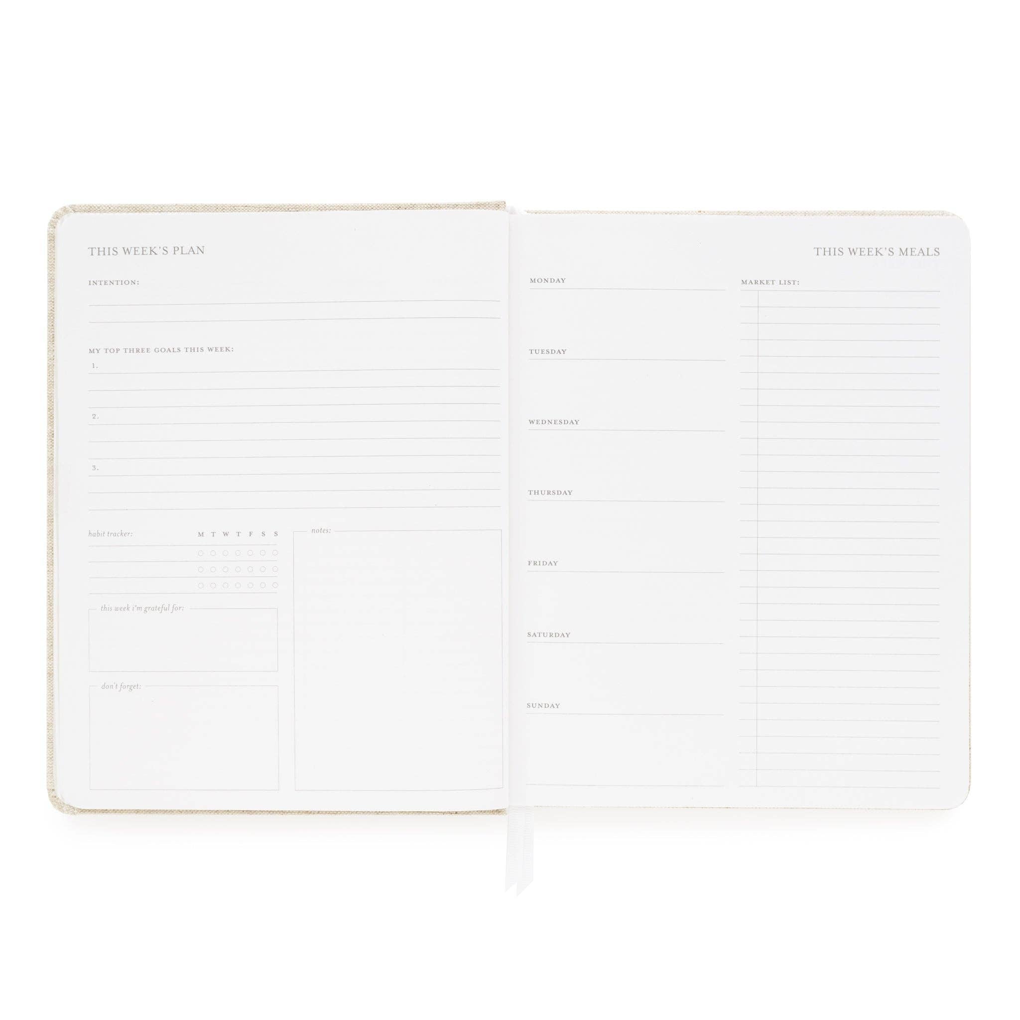 Undated Weekly Planner, Pale Pink