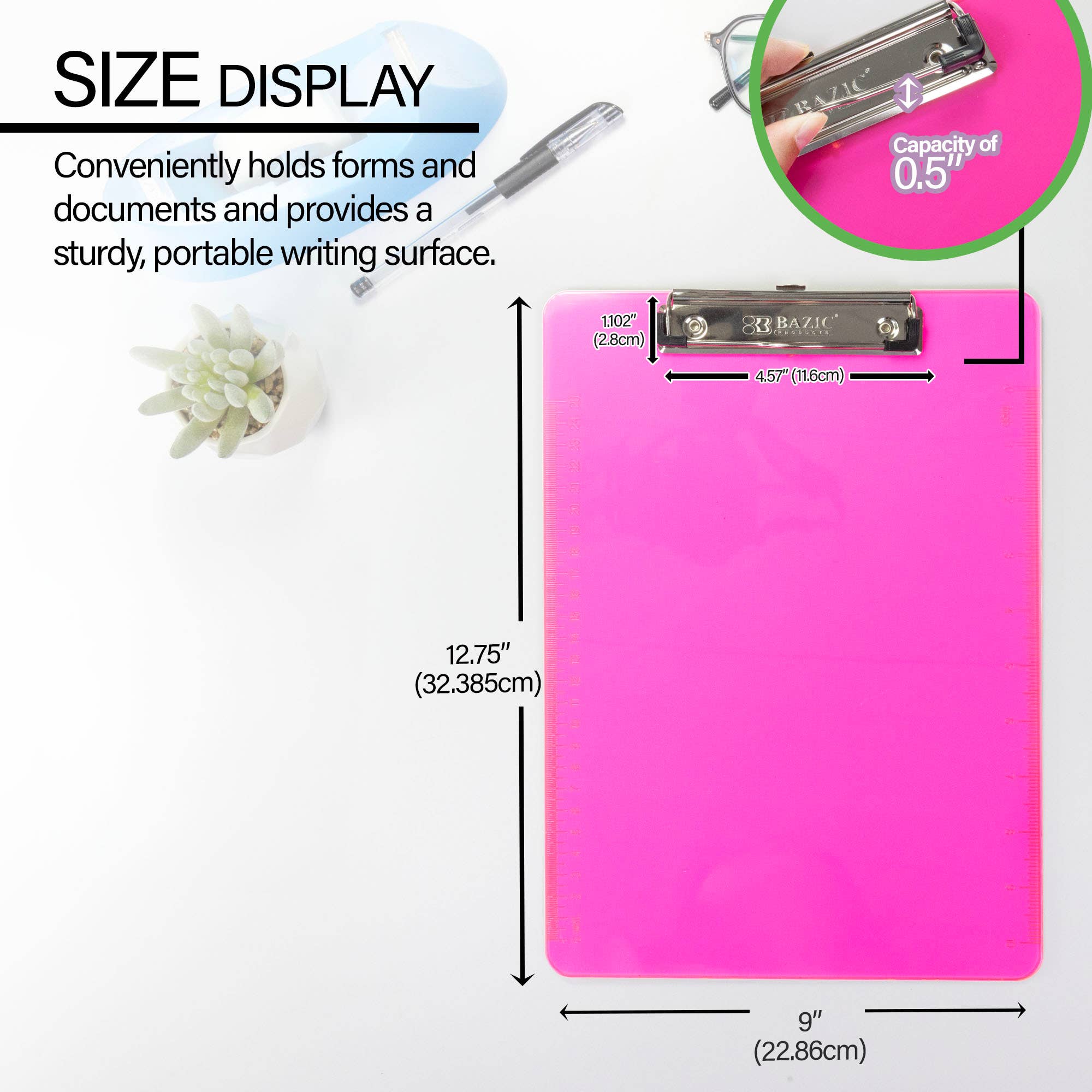 Standard Size Plastic Clipboard with Low-Profile Clip